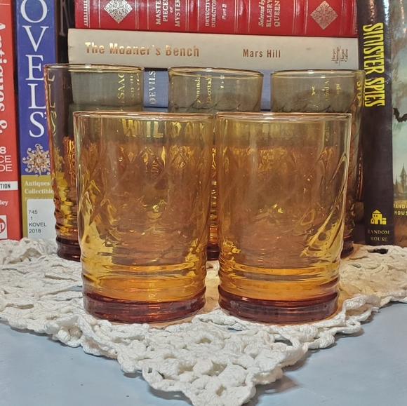 Vintage Libbey Amber Optic Swirl Glasses (7) - Picture 2 of 8